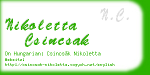 nikoletta csincsak business card